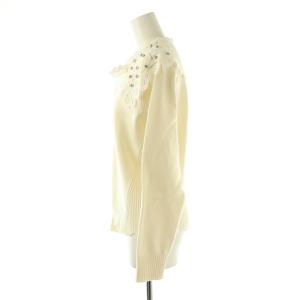 Chesty 襟付きニット セーター 長袖 レース ビジュー F オフホワイト /DF OS