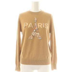 PARIS ニット セーター ビジュー スパンコール 長袖 F キャメル /DF OS