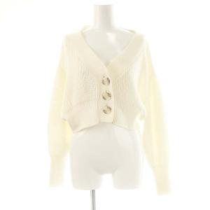 23SS クロップドローゲージニットカーディガン Vネック F ホワイト /DF OS