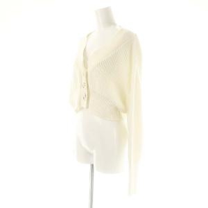 SNIDEL 23SS クロップドローゲージニットカーディガン Vネック F ホワイト /DF OS