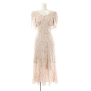 バリエプリントワンピース ロング 半袖 0 ピンク グレー /DF OS