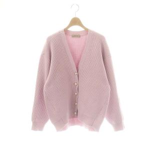 パール釦ゆるカーディガン Vネックニット 長袖 2 ピンク /HK OS