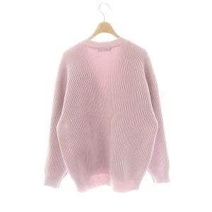 JUSGLITTY パール釦ゆるカーディガン Vネックニット 長袖 2 ピンク /HK OS