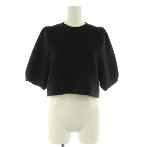 ボリュームスリーブニット カットソー 五分袖 38 ブラック /MY OS
