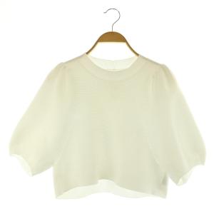 ボリュームスリーブニット カットソー 五分袖 38 ホワイト /MY OS