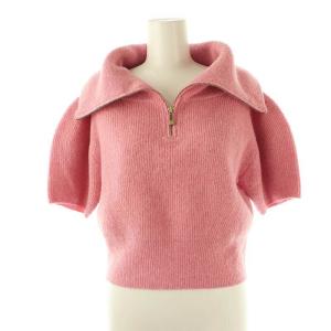 CELFORD アームウォーマー付きニットプルオーバー セーター ハーフジップ F ピンク /AT OS