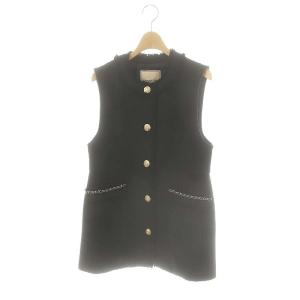 23SS ポリエステルツイードベスト 前開き 2 ブラック /HK OS