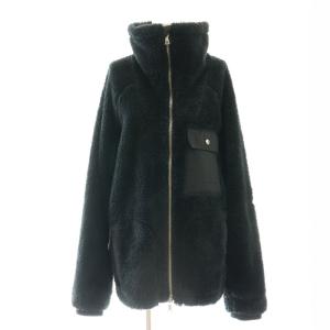 ボアブルゾン ジップアップ スタンドカラー S 黒 ブラック /AT OS