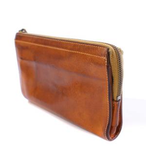 IL BISONTE 長財布 ロングウォレット L字ファスナー レザー ロゴ 型押し 茶 ブラウン /BB OF