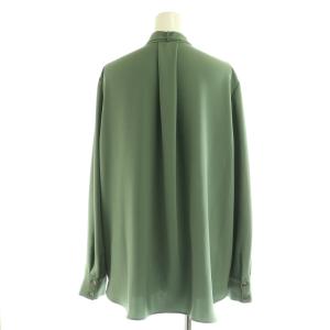 theory luxe MARVINE JENS ブラウス 長袖 バンドカラー 比翼ボタン リボン 42 グリーン /MY OS