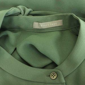 theory luxe MARVINE JENS ブラウス 長袖 バンドカラー 比翼ボタン リボン 42 グリーン /MY OS