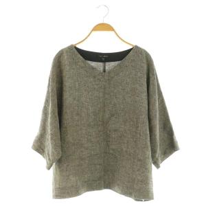 変形ドルマンスリーブブラウス リネン 七分袖 プルオーバー シャンブレー 38 ブラック /MY OS