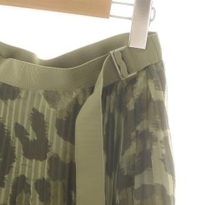 sacai ベルテッドレオパードプリーツロングスカート ラップ 3 カーキ /MI OS