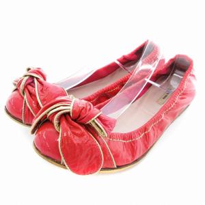 バレエシューズ リボン エナメル 赤 レッド /AE