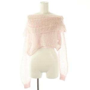 24AW モヘヤシアーニットプルオーバー セーター 長袖 透かし編み F ピンク SWNT245086