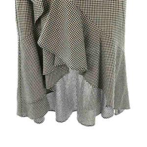 SNIDEL 24AW ラッフルマーメイドティアードスカート ギンガムチェック バックテール 0 ブラック ホワイト