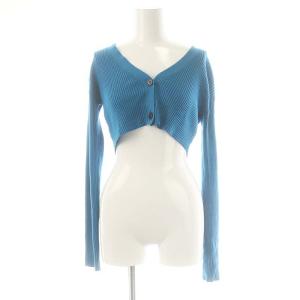 24SS ウルトラクロップドリブカーディガン ニット Vネック F 青 ブルー /AT OS