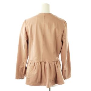 Chesty ノーカラーラムレザージャケット ジップアップ 1 ピンクベージュ /DO OS