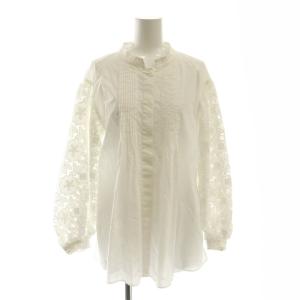 レーススリーブシャツ 長袖 バンドカラー 0 白 ホワイト /AT OS