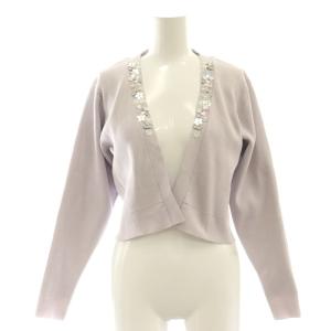 ビジューフラワー装飾ボレロ カーディガン ニット F ラベンダー /DF OS