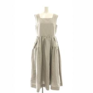 ビジュー装飾スクエアネックノースリーブワンピース ロング 0 グレー /DF OS