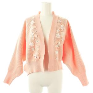 ルーズフラワーカーディガン ニット ドルマンスリーブ F サーモンピンク /DO OS