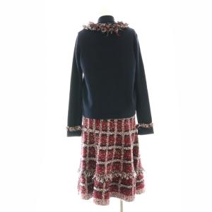 Chesty ニットジャガード セットアップ ノーカラージャケット ワンピース 1 ネイビー マルチカラー /DF OS