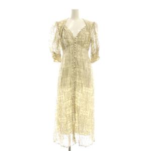 MEDI PALACE EMBROIDERY DRESS ワンピース ロング 刺繍 半袖 S グレージュ