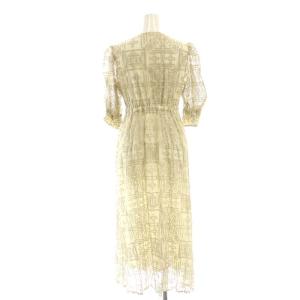 Ameri VINTAGE MEDI PALACE EMBROIDERY DRESS ワンピース ロング 刺繍 半袖 S グレージュ