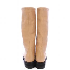 ELIN ロングブーツ ローヒール タンクソール レザー 37 ベージュ /BB OF