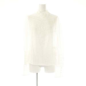 24AW レースコンビハイネックトップ ブラウス 長袖 36 ホワイト /ES OS