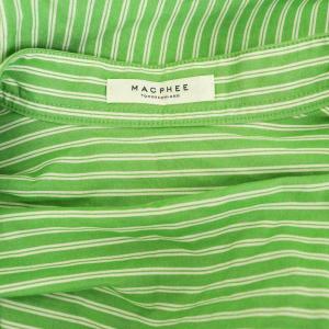 MACPHEE コットンブロードストライプ ティアードワンピース ロング 七分袖 36 グリーン /MY OS