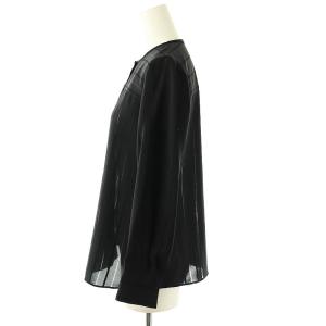 ANAYI ノーカラー ブラウス シャツ 長袖 36 S ブラック /SY OS