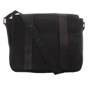 ナイロン レザー クロスボディ メッセンジャーバッグ ブラック