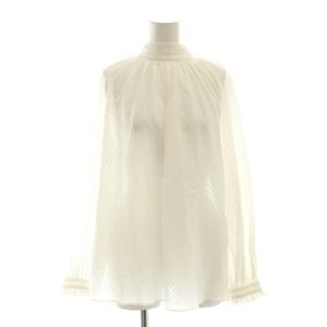 23AW コットンガーゼエンブロイダリー バックボウタイブラウス 長袖 36 ホワイト /DF OS