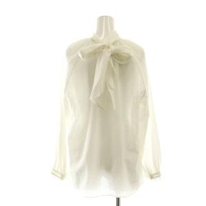 BALLSEY 23AW コットンガーゼエンブロイダリー バックボウタイブラウス 長袖 36 ホワイト /DF OS