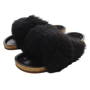 ファーサンダル 36 黒 ブラック 茶色 ブラウン CH27252-E85 /SR3