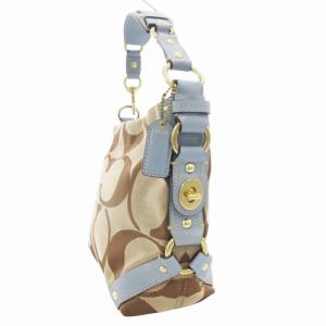 COACH 10619 カーリー ビッグシグネチャー ハンドバッグ ワンショルダー 肩掛け キャンバス レザー ベージュ