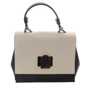 EMMA ハンドバッグ レザー バイカラー 黒 ブラック ライトグレー /SR35