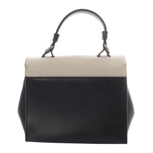 FURLA EMMA ハンドバッグ レザー バイカラー 黒 ブラック ライトグレー /SR35