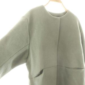 JOURNAL STANDARD relume 22AW 別注 LANA WOOL140 ノーカラーコート アウター 36 グリーン /DF OS