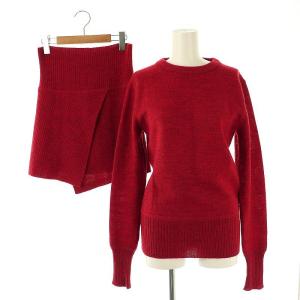セットアップ ウール ニット セーター ミニスカート 38 レッド /DF OS