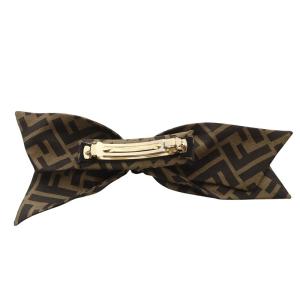 FENDI バレッタ ズッカ柄 リボンモチーフ ブラウン ブラック /YO9 OH