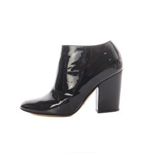 Sergio Rossi セルジオロッシ パテントブーティブーツ チャンキーヒール アーモンドトゥ レザー EU36.5 23.5cm