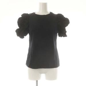 24SS シャーリングスリーブカットソープルオーバー 半袖 クルーネック 36 黒 ブラック /AT OS