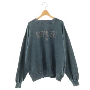 ×ANNA SUI 25SS スウェット プルオーバー ダメージ加工 長袖 F ブルー /HK OS