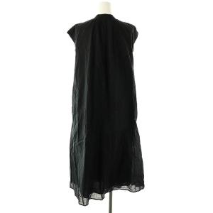 three dots ヘンリーネック ノースリーブ ワンピース XS 黒 ブラック /SS OS