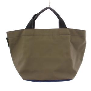 Hervé Chapelier ナイロン舟型トート M ハンドバッグ カーキ 紺 ネイビー 1027N /BB OF