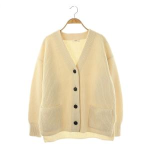 22AW AQUA畦ボックスシルエット カシミヤ混 ニットカーディガン Vネック F 白 ホワイト /AT