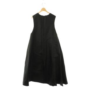 MACHATT ナイロンジャンパースカート ワンピース ミモレ ロング Vネック 黒 ブラック /AT OS SH